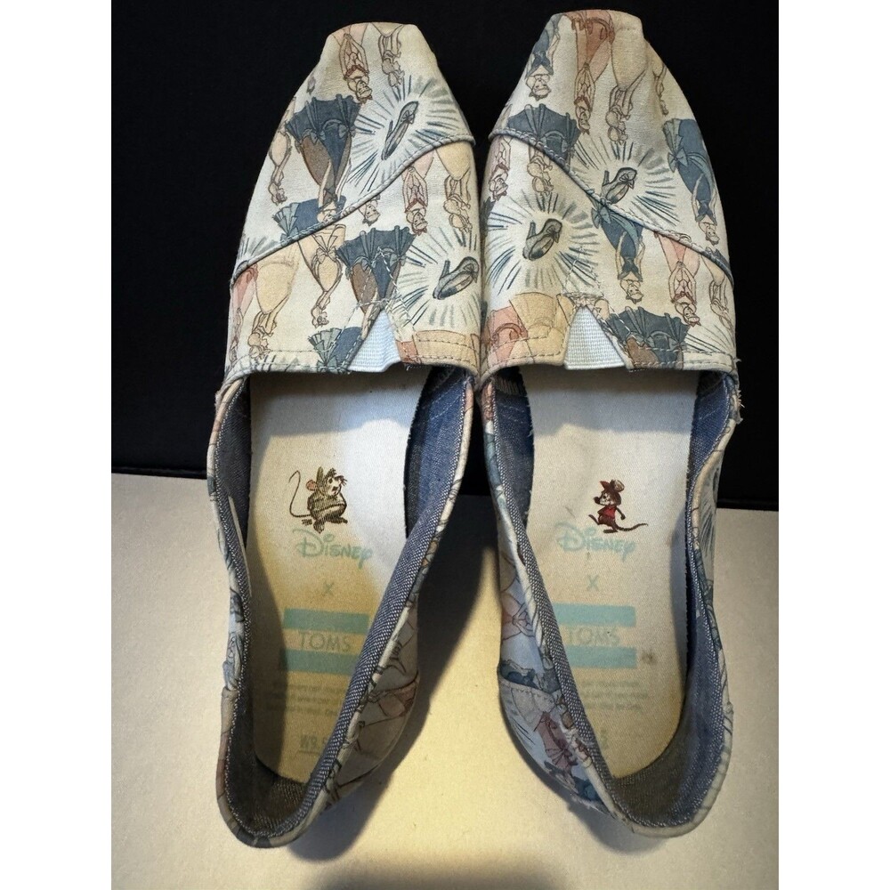 TOMS x Disney Classic Blue Cinderella Printed Canvas Shoes Size 8.5